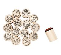 Creativ 28581 Stamp Set Smiley, 15 Pieces Assorted Ø 2 cm, Wooden Stamp motiv-stempel, Beige