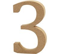 Creativ"3" MDF Number, Brown, 13 x 2 cm