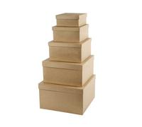 Creativ 34 x 34 x 20 cm Papier Mache Square Hat Boxes 5 Assorted