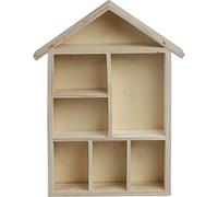 Creativ 575160 1-Piece Wooden House Shaped Shelving System with 7 Small Compartments, Beige