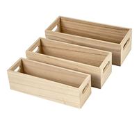 Creativ 57697 Storage Boxes, L: 22+23,5+25 cm, Empress Tree, 3 asstd, H: 6,5-7,5 cm, Wood