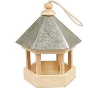 Creativ 577300 22 x 18 x 16.5 cm 1-Piece Wooden Hexagonal Bird Table with Zinc Roof Pine