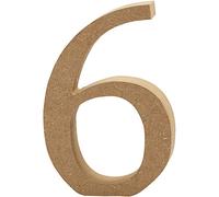 Creativ"6" MDF Number, Brown, 13 x 2 cm
