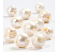 Creativ 631242 Freshwater Pearls, size 9-11 mm, hole size 2 mm, mother-of-pearl, 10pcs, White