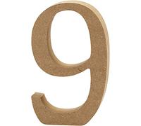 Creativ"9" MDF Number, Brown, 13 x 2 cm