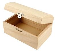 Creativ Company 575440 Wooden Treasure Chest - 16.5 × 11 × 8.55 cm Curved Lid Box with Metal Clasp - Ideal for Painting, Decoupage & Crafting