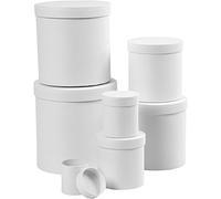Round Boxes, round, D: 7+9+12+14,5+17+19,5+22 cm, H: 7,5+10,2+12,7+15,2+17,7+20,2+22,7 cm, white, 7pcs
