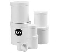 Creativ Company Round Boxes Set - 7 White Paper-Mâché Boxes (Ø 7-22 cm) with Lids - Stackable & Decor-Ready for DIY, Storage & Craft Projects