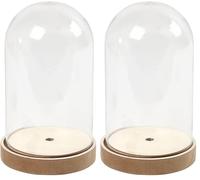 Creativ Create Crafts 52163 Bell Jar on Wooden Stand 18 x 11cm,White (Pack of 2)