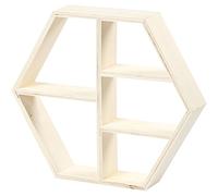 Creativ Modular Wall Mounted Wooden Hexagonal Tiered Shelf, 5 Shelves, Rustic Style, 28.5x25x5 cm