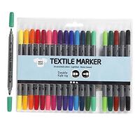 Creativ Permanent Fabric Markers - with 10 Assorted Colours for Clothes & T-Shirts - Water-Based, Non-Toxic Fabric Pens for Kids, DIY, Felt Tips, Textile Art. Pack of 20.