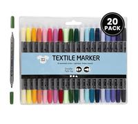 Creativ Permanent Fabric Markers - with 10 Assorted Colours for Clothes & T-Shirts - Water-Based, Non-Toxic Fabric Pens for Kids, DIY, Felt Tips, Textile Art. Pack of 20.