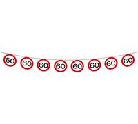 Creative 05185 Banner Traffic Sign-60 years-12 m Long Party Decoration, Multi-Coloured, Zahl 60