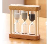 Creative 1/3/5 Minute Wooden Sand Glass Hourglass Timer - Small Wooden Frame Blue Sand Clock - White Gray Black Sand Watch - Unique Hour Glass Sandglass Kitchen Tools Simple Style