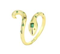 Creative 18K Gold Double Snake Head Couple Open Adjustable Ring For Women Genuine Sterling Silver Jewelry