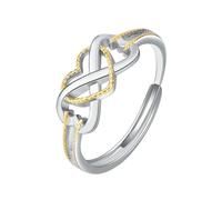 Creative 18K Gold Two-Tone Openwork Numerals 8 Cross Heart Shape Couple Ring For Women Sterling Silver Gift Jewelry