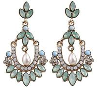 Creative 1Pair Vintage Flower Chandelier Dangle Earrings Acrylic Pearl Long Pendant Ear Stud Pierced Dangle Earrings Jewelry for Women Random Convenient