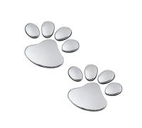 Creative 2Pcs Silver 3D Dog Paw Print Car Stickers For Vehicle Windows Bathroom Decoration Durable
