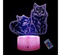 Creative 3D Cat Night Light 16 Colors Changing USB Power Remote Control Touch Switch Decor Lamp Optical Illusion Lamp LED Table Desk Lamp Children Kids Christmas Brithday Gift
