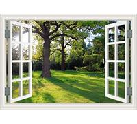 Creative 3D False Faux Window Frame Fresh Forest Wallpaper Wall Sticker Window Mural Vinyl Bedroom Wall Decals Stickers