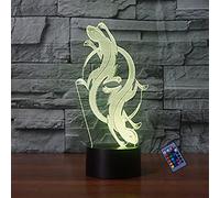 Creative 3D Gecko Night Light 16 Colors Changing USB Power Remote Control Touch Switch Decor Lamp Optical Illusion Lamp LED Table Desk Lamp Children Kids Christmas Brithday Gift