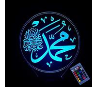 Creative 3D Islamic Night Light Optical Illusion Decor Lamp 16 Colors Changing Remote Control USB Powered Touch Switch LED Table Desk Lamp Brithday Children Kids Christmas Xmas Gift