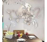 Creative 3D Mirror Flower Art Wall Sticker for Any Decorative Setting (Silver)