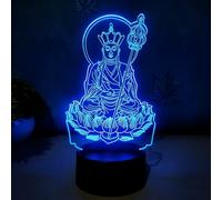 Creative 3D Neon Sign Buddha Meditation Optical Illusion LED Table Desk Lamp 7 Colors Changing Acrylic Sheet Touch Switch Decor for Bedroom Office USB Powered
