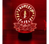 Creative 3D Neon Sign Buddha Meditation Optical Illusion LED Table Desk Lamp 7 Colors Changing Acrylic Sheet Touch Switch Decor for Bedroom Office USB Powered