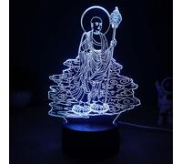 Creative 3D Neon Sign Buddha Meditation Optical Illusion LED Table Desk Lamp 7 Colors Changing Acrylic Sheet Touch Switch Decor for Bedroom Office USB Powered