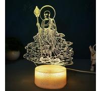 Creative 3D Neon Sign Buddha Meditation Optical Illusion LED Table Desk Lamp 7 Colors Changing Acrylic Sheet Touch Switch Decor for Bedroom Office USB Powered