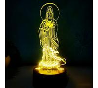 Creative 3D Neon Sign Buddha Meditation Optical Illusion LED Table Desk Lamp 7 Colors Changing Acrylic Sheet Touch Switch Decor for Bedroom Office USB Powered