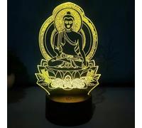 Creative 3D Neon Sign Buddha Meditation Optical Illusion LED Table Desk Lamp 7 Colors Changing Acrylic Sheet Touch Switch Decor for Bedroom Office USB Powered
