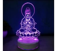 Creative 3D Neon Sign Buddha Meditation Optical Illusion LED Table Desk Lamp 7 Colors Changing Acrylic Sheet Touch Switch Decor for Bedroom Office USB Powered