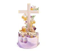 Creative 3D Pop-Up Easter Box Card with Cross, He Is Risen Greeting Religious Easter Cross Pop Up Card,Cute Chicks and Bunnies, Spring Flowers,Easter Greeting Cards, Gift for Kids,Son,daughter