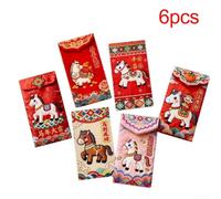 Creative 3D Red Envelope for Lunar New Year For 2026 with Traditional Lucky Money Pouch Design for Festive Celebrations and Family Sharing (6 pcs)