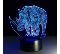 Creative 3D Rhinoceros Night Light 7 Color Change LED Table Lamp Kids Decor Gift Birthday Gift