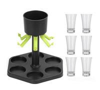 Creative 6 Shot Glass Dispenser and Holder, Shots Game Accessories, Fair Pouring Dispenser, Glass Tray Set, No One Can Raise Fish Now