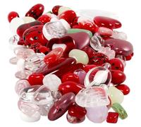 Creative 68423 Glass Beads, Hole Size 0.5-1.5 mm, Assorted Colours, Ladybugs/Leaves/Hearts, Size 5-22 mm, 350 g