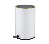Creative 8L Stainless Steel Trash Can with Lid Stylish Foot Pedal Bin for Home Living Room Bedroom Bathroom Kitchen - Gold Finish Wastebasket