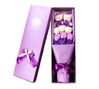 Creative 9 Rose Soap Flowers in Decorative Box, Perfect Present for Birthdays, Anniversaries, or Just Because (Purple)