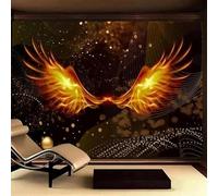 Creative Abstract Gold Wings Geometric Lines Modern 3D Wallpaper Premium Textured Silk Neutral Tones Material Ideal for Living Room Bedroom-430cm×300cm