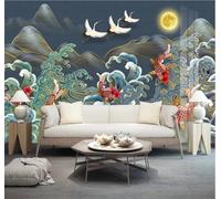 Creative Abstract Landscape Flying Bird Little Fish 3D Wallpaper Premium Textured Silk Study Dining Living Room Bedroom Sofa TV Wall Easy Install-300cm×210cm