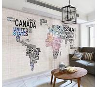 Creative Abstract Letters World Map Personalised 3D Wallpaper Easy Install Feature Office Living Room Sofa Bedroom TV Background Wall Decoration-300cm×210cm