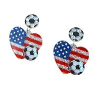 Creative Acrylic Canada-US-Mexico World Cup Soccer Earrings Shiny Football Country Flag Dangle Earring for Sports Lover Fans, Zinc Acrylic, No Gemstone