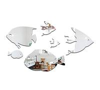 Creative Acrylic Thin Mirror Stickers Tropical Fish Under The Sea 3D Wall Decals Home Décor for Kids Bedroom Living(B/Silver)