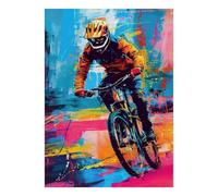 Creative Adult Puzzle Game, 1000 Pcs Bicycle Helmet Art Jigsaw | 52x38cm Stress Reduction, Home Art Decoration, Brain Workout, Cardboard, Birthday Gift
