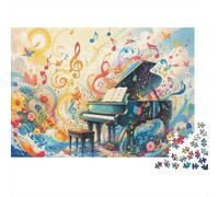 Creative Adult Puzzle Game, 1000 Pcs Piano Music Flowers Jigsaw | 70x50cm Focus Improvement, Living Room Accent, Brain Workout, Cardboard, Birthday Gift