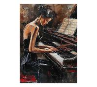 Creative Adult Puzzle Game, 1000 Pcs Woman Piano Jigsaw | 38x26cm Stress Reduction, Living Room Accent, Brain Workout, Cardboard, Birthday Gift
