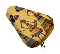 Creative African Culture Bike Seat Cover Waterproof Oxford Fabric, Universal Adjustable Bicycle Saddle Cover with Drawstring Easy Install Protective Rain Dust Covers for Women Men
